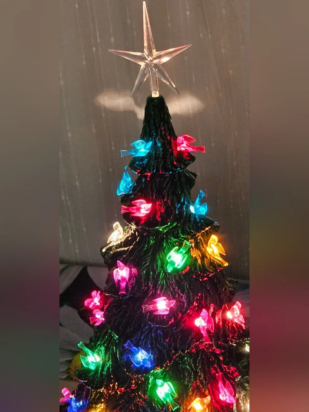 Multicolor Ceramic Tabletop Christmas Tree 20 inch with Star Topper